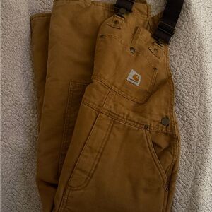 Boys Carhartt Quilt Lined Brown Overalls Size 8